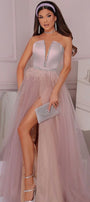 MAXI CONJUNTO TOP CON FALDA CASSIE TUL SATÉN LAVANDA