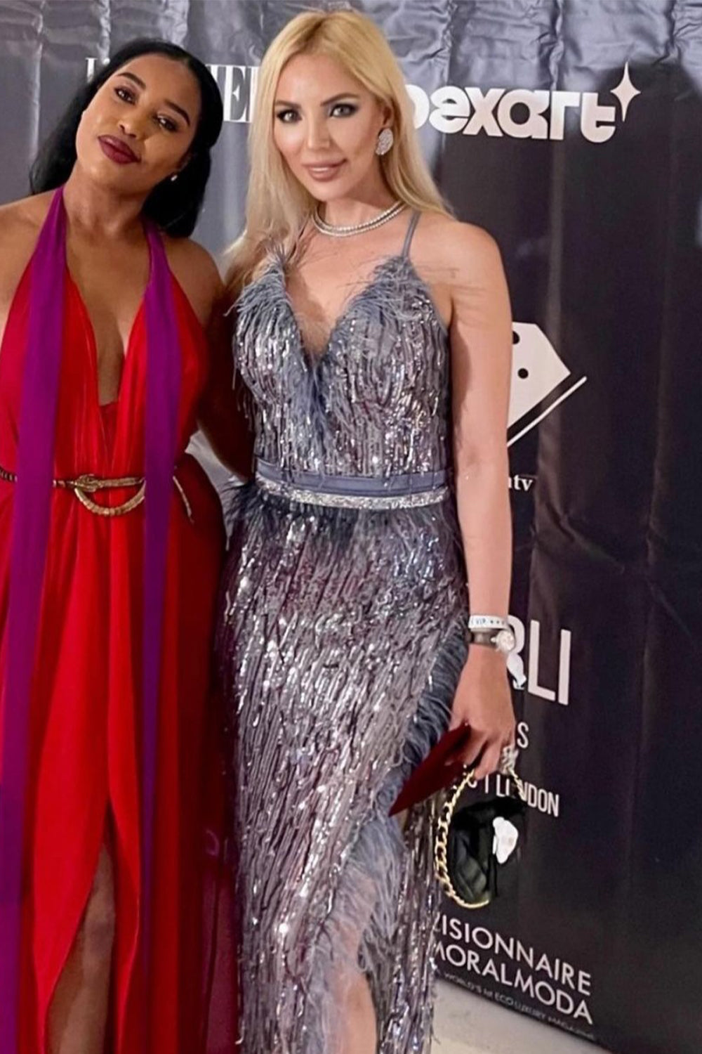 MAXI SKIRT AND CROP TOP SET ALAIA SEQUIN DARK GREY