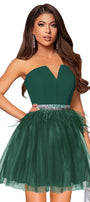 MINI DRESS VIVIEN TRICOT TULLE DARK GREEN