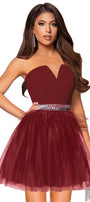 MINI DRESS VIVIEN TRICOT TULLE BURGUNDY