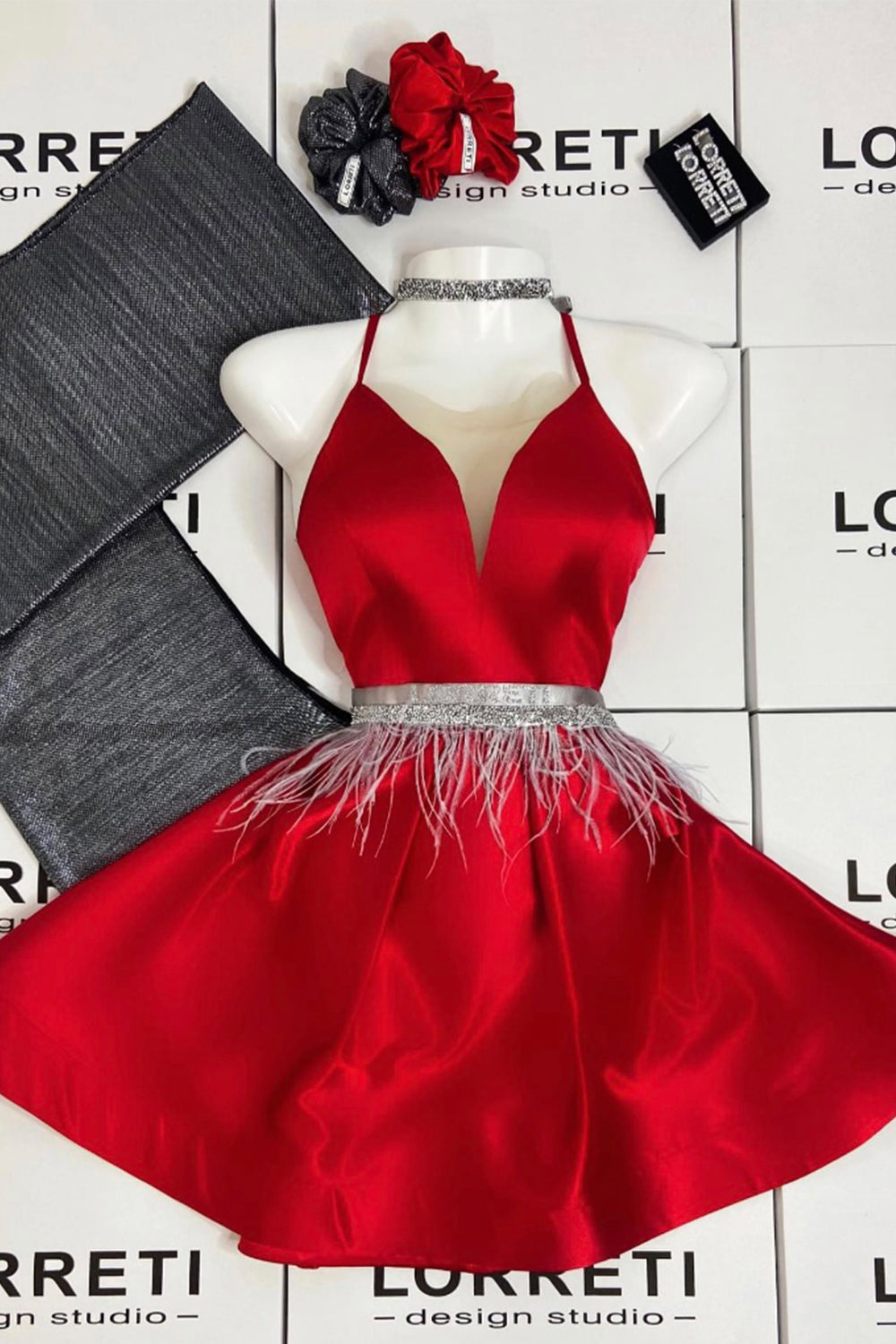 MINI DRESS ALLY SATIN RED