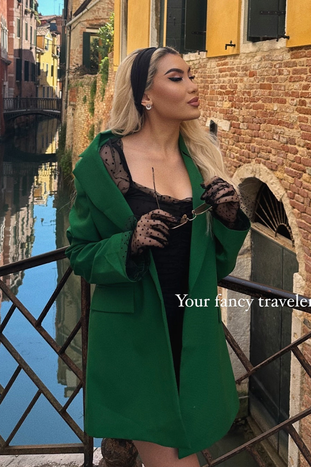 BLAZER CHIC BI-STRETCH FABRIC GREEN