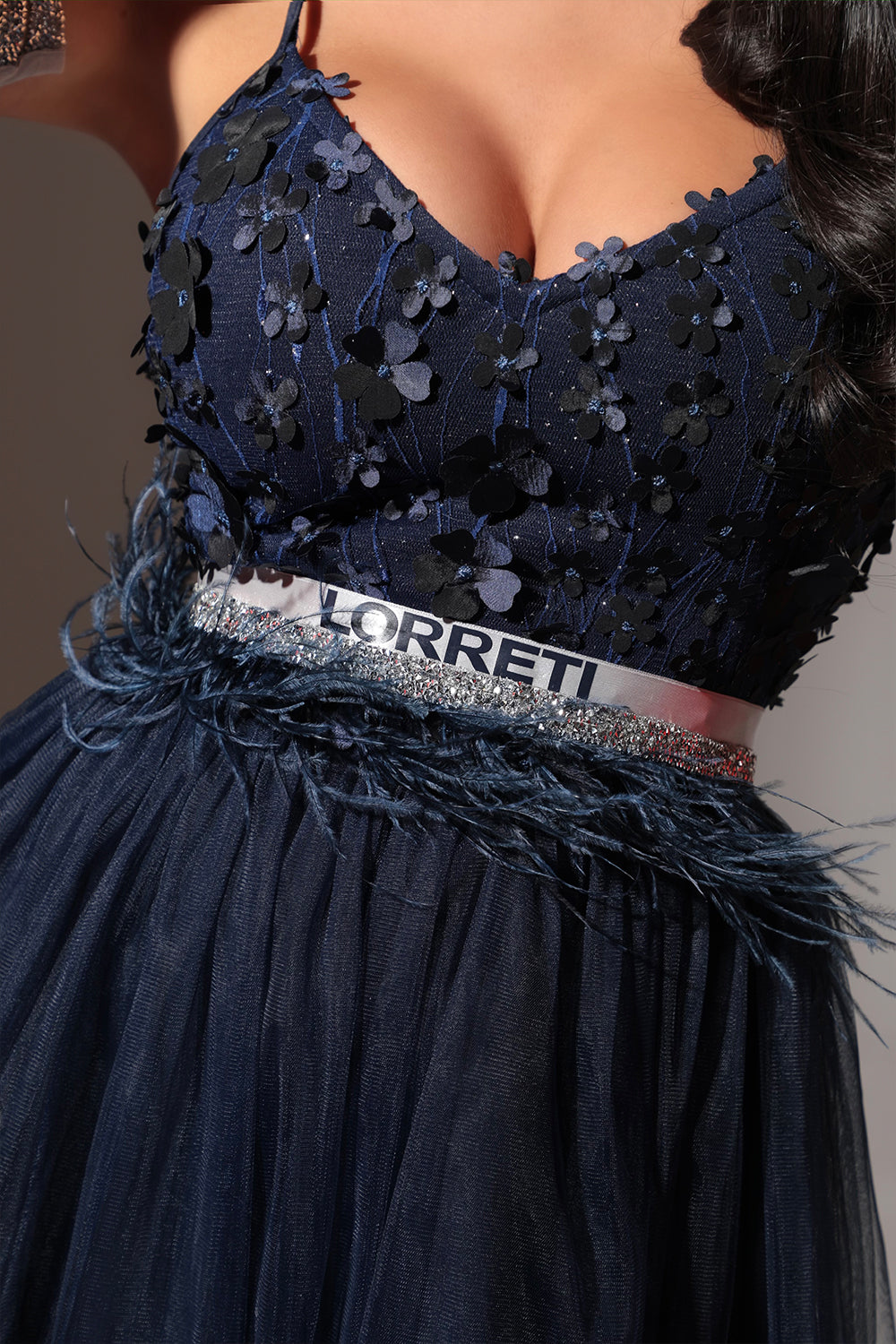 BELT MARABU 8A FEATHERS RHINESTONE DARK BLUE