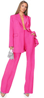 MAXI BLAZER AND PANTS SET 2 PARTS BOSSY BI-STRETCH FABRIC HOT PINK