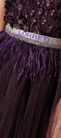 BELT MARABU FEATHERS RHINESTONE DARK PURPLE