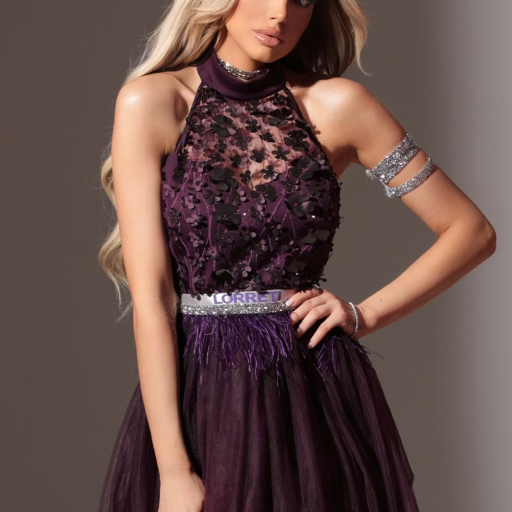 MINI DRESS NOVA LACE TULLE DARK PURPLE