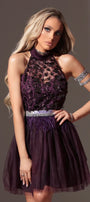 MINI DRESS NOVA LACE TULLE DARK PURPLE