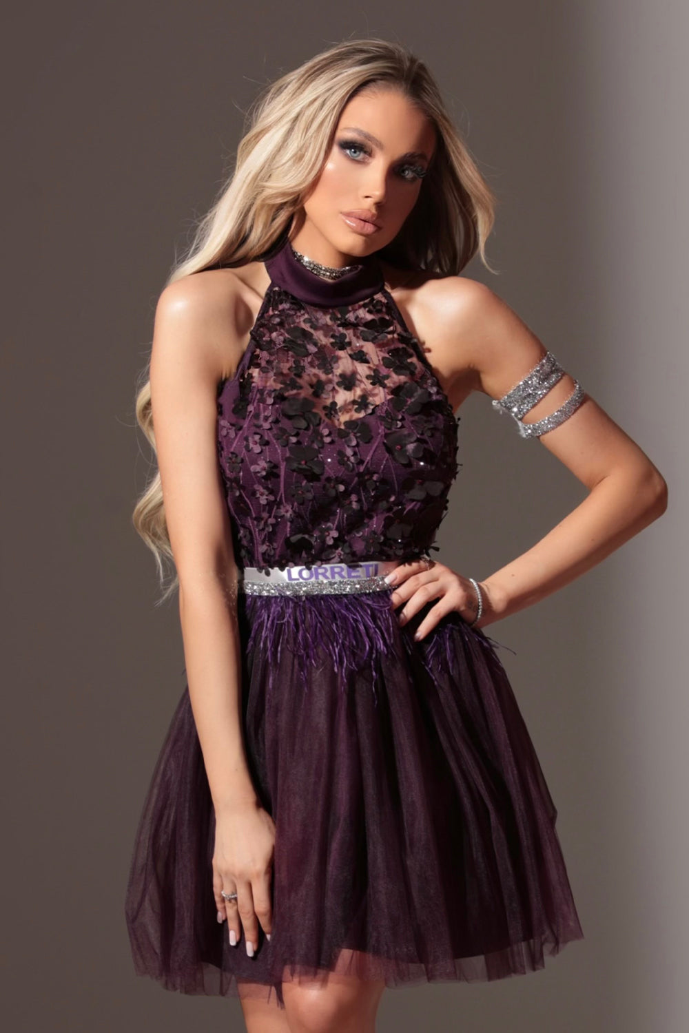 MINI DRESS NOVA LACE TULLE DARK PURPLE