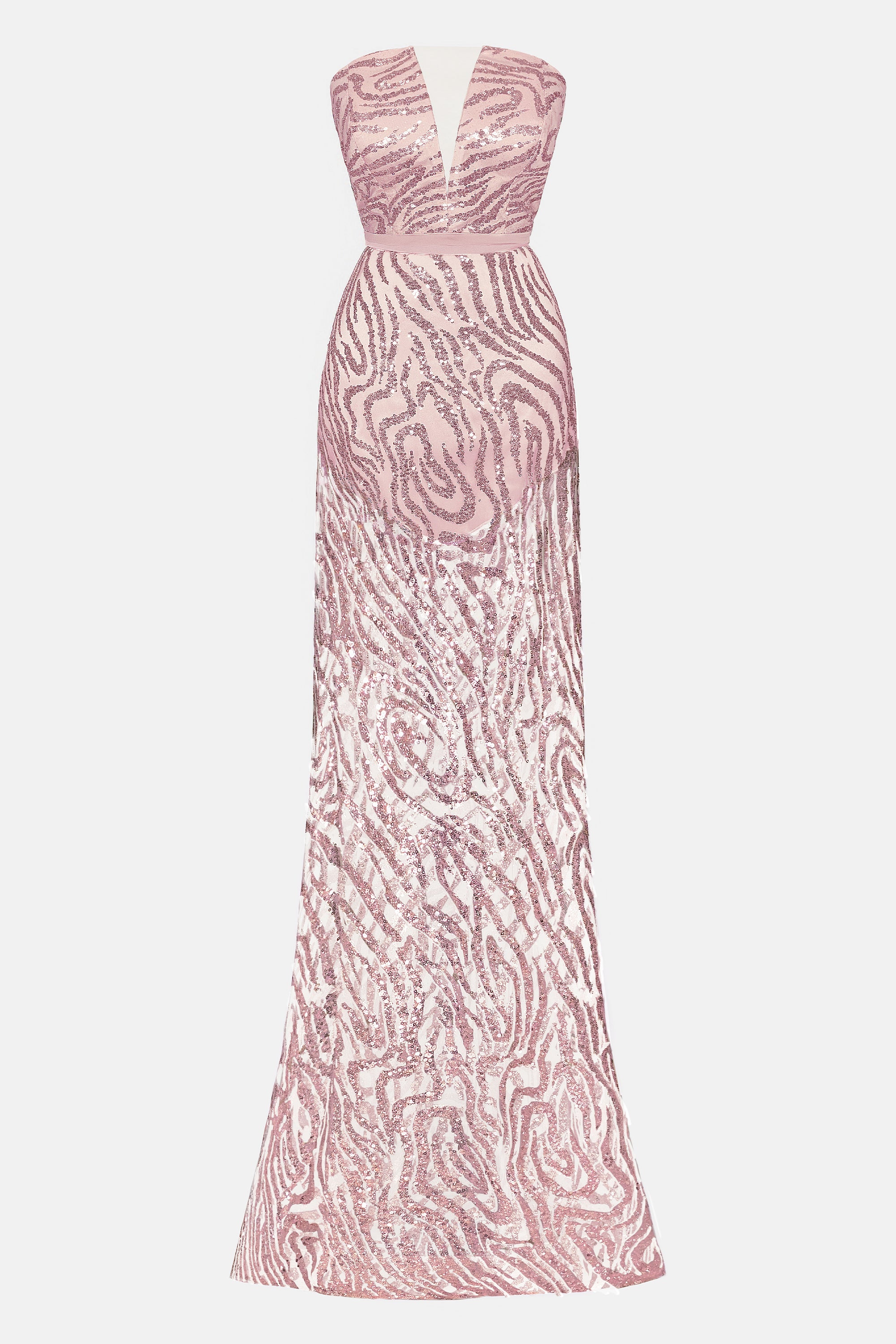 MAXI SKIRT AND CROP TOP SET AURELIA GLITTER LACE POWDER PINK