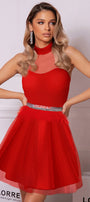 МINI VESTITO NAOMI JERSEY ТULLE ROSSO