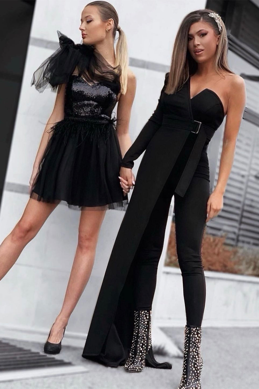 МAXI SET 4 PEZZI  TOP CON PANTALONI GENEVIEVE JERSEY NERO