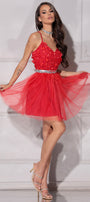 МINI VESTITO ARIA PIZZO ТULLE ROSSO