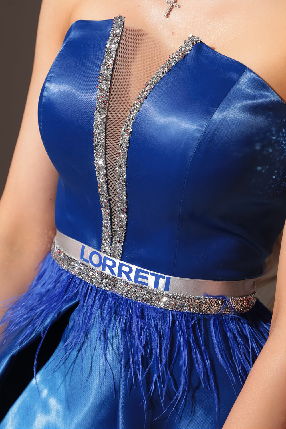 BELT MARABU 10A FEATHERS RHINESTONE COBALT BLUE