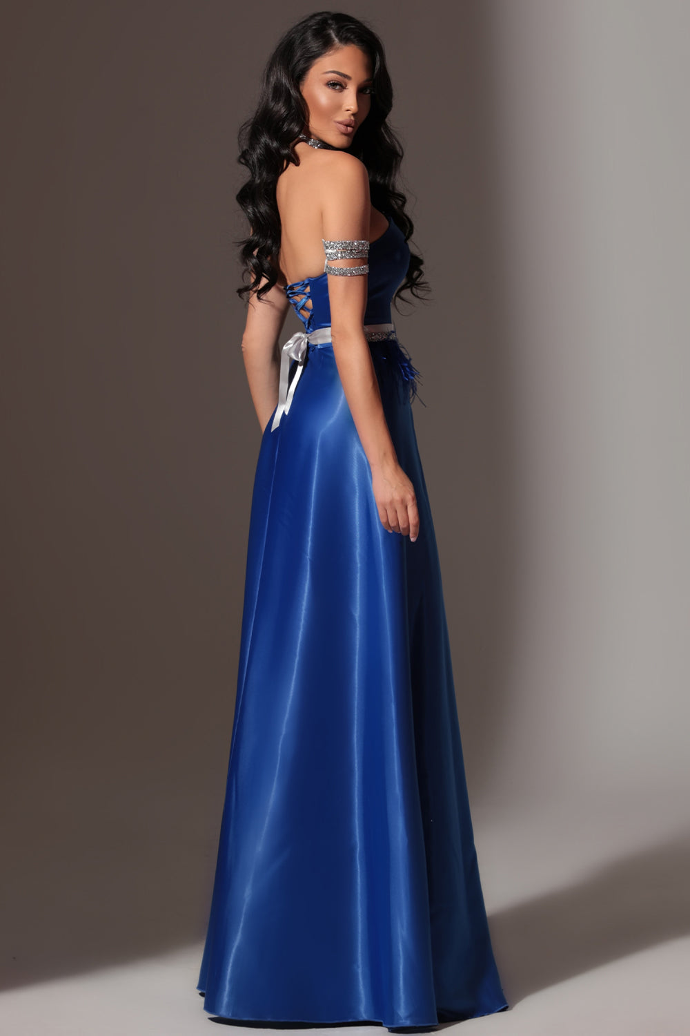 BELT MARABU 10A FEATHERS RHINESTONE COBALT BLUE