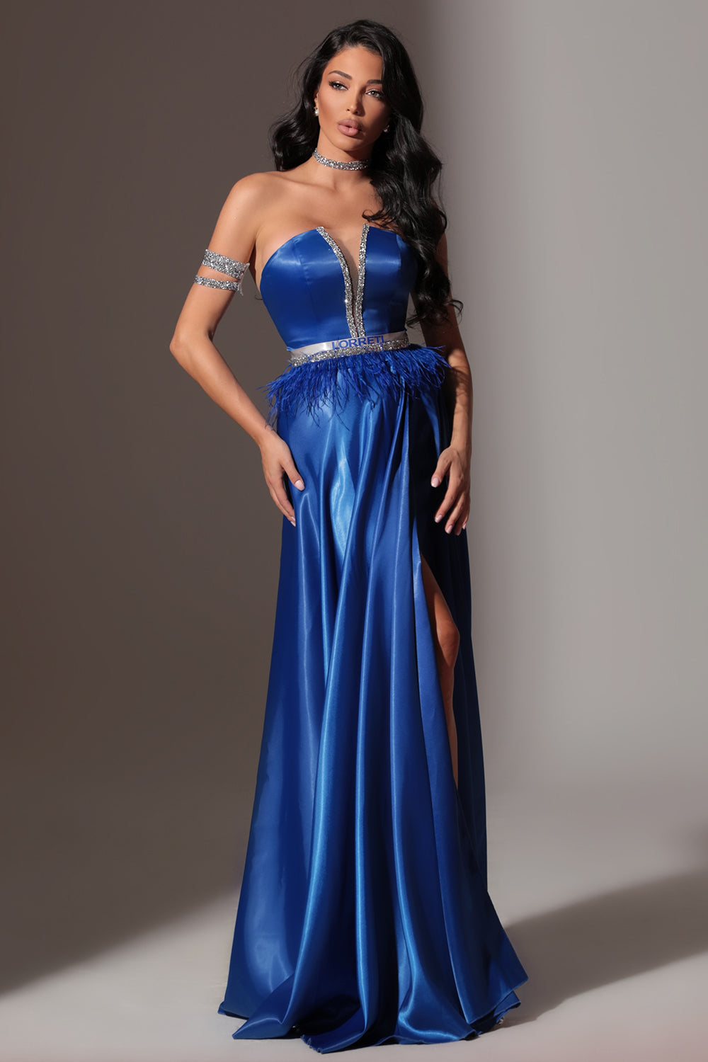 BELT MARABU 10A FEATHERS RHINESTONE COBALT BLUE