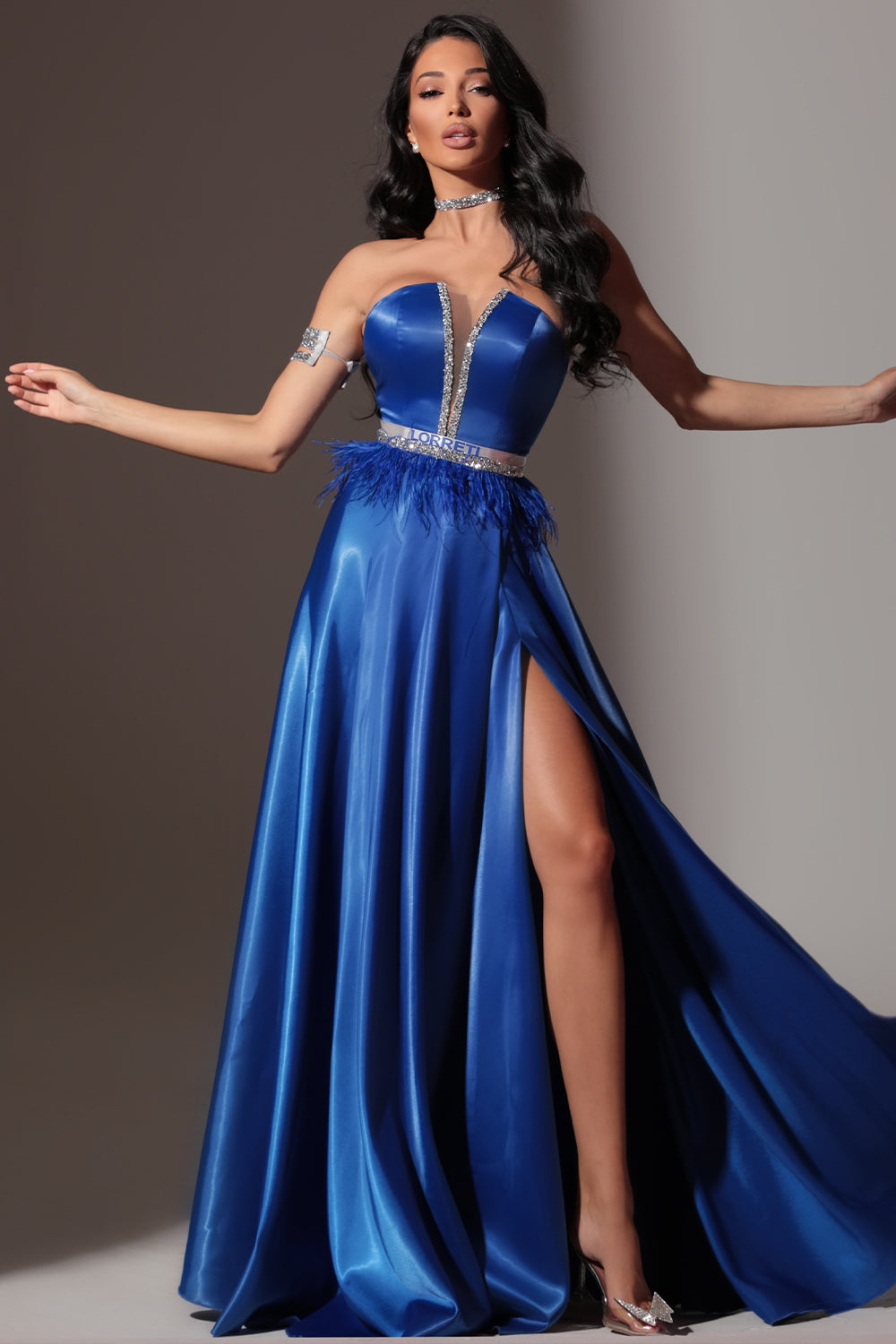 BELT MARABU 10A FEATHERS RHINESTONE COBALT BLUE