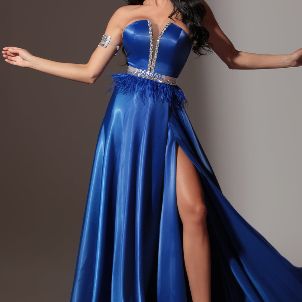 MAXI CONJUNTO TOP CON FALDA CELIN SATÍN AZUL COBALTO