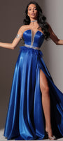MAXI CONJUNTO TOP CON FALDA CELIN SATÍN AZUL COBALTO
