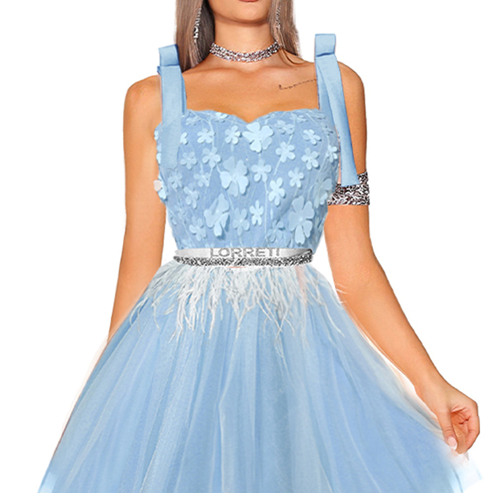MINI DRESS MARY LACE TULLE LIGHT BLUE
