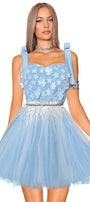 MINI DRESS MARY LACE TULLE LIGHT BLUE