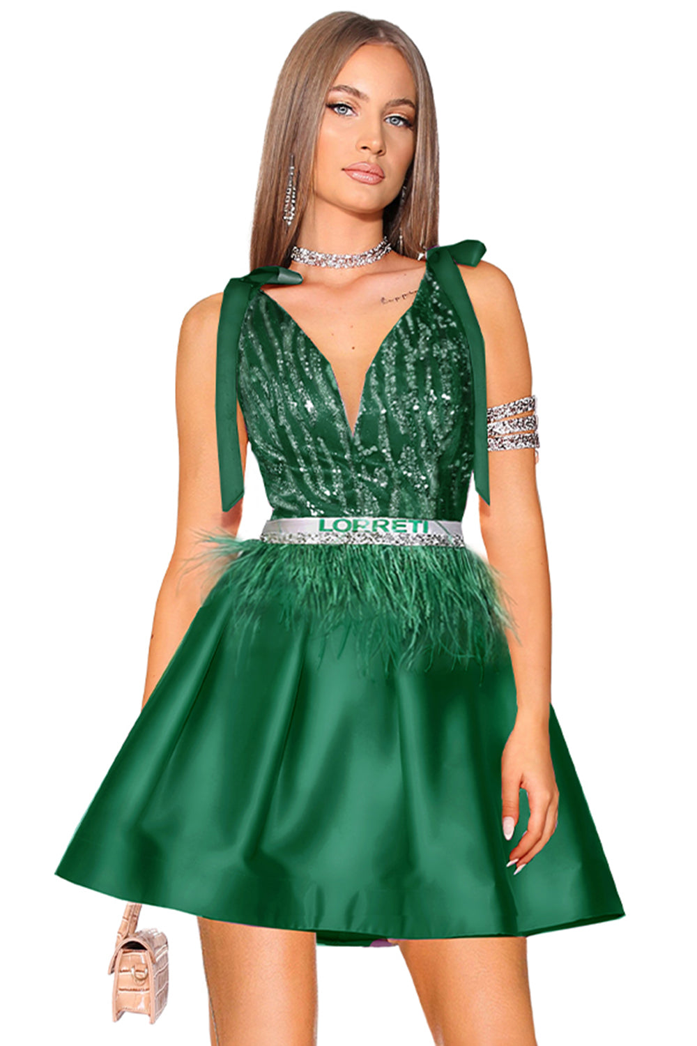MINI SKIRT AND CROP TOP SET BLAKE LACE SATIN DARK GREEN