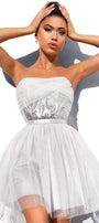 MINI CONJUNTO TOP CON FALDA BALLERINA LENTEJUELAS TUL BLANCO