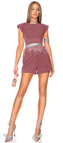 MINI CROP TOP AND PANTS SET CHLOEY TRICOT LAME ROSE ASH
