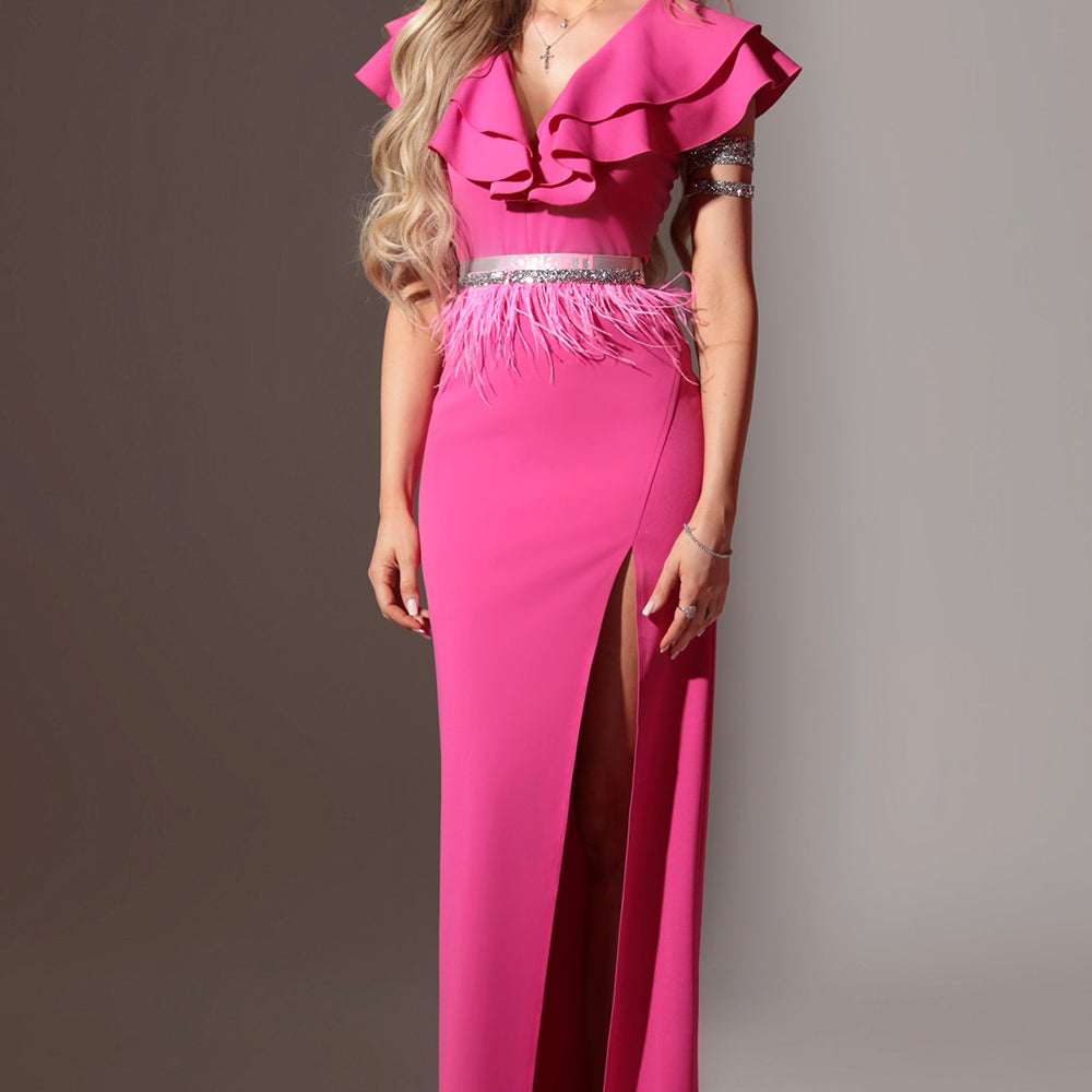 MAXI DRESS MADELYN TRICOT HOT PINK