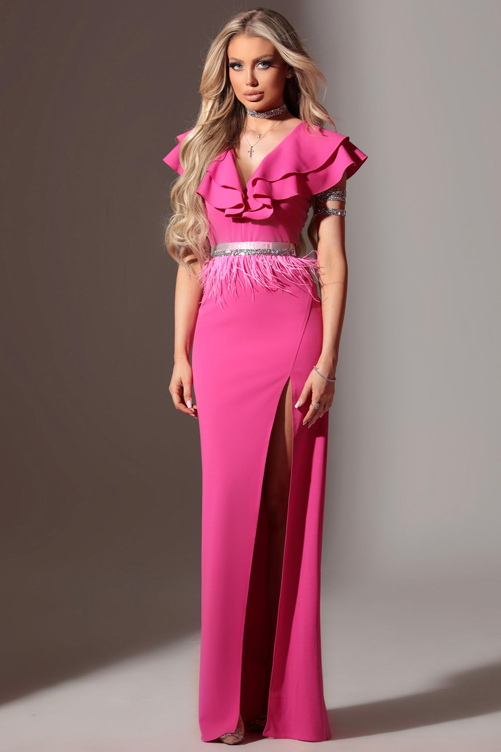MAXI DRESS MADELYN TRICOT HOT PINK