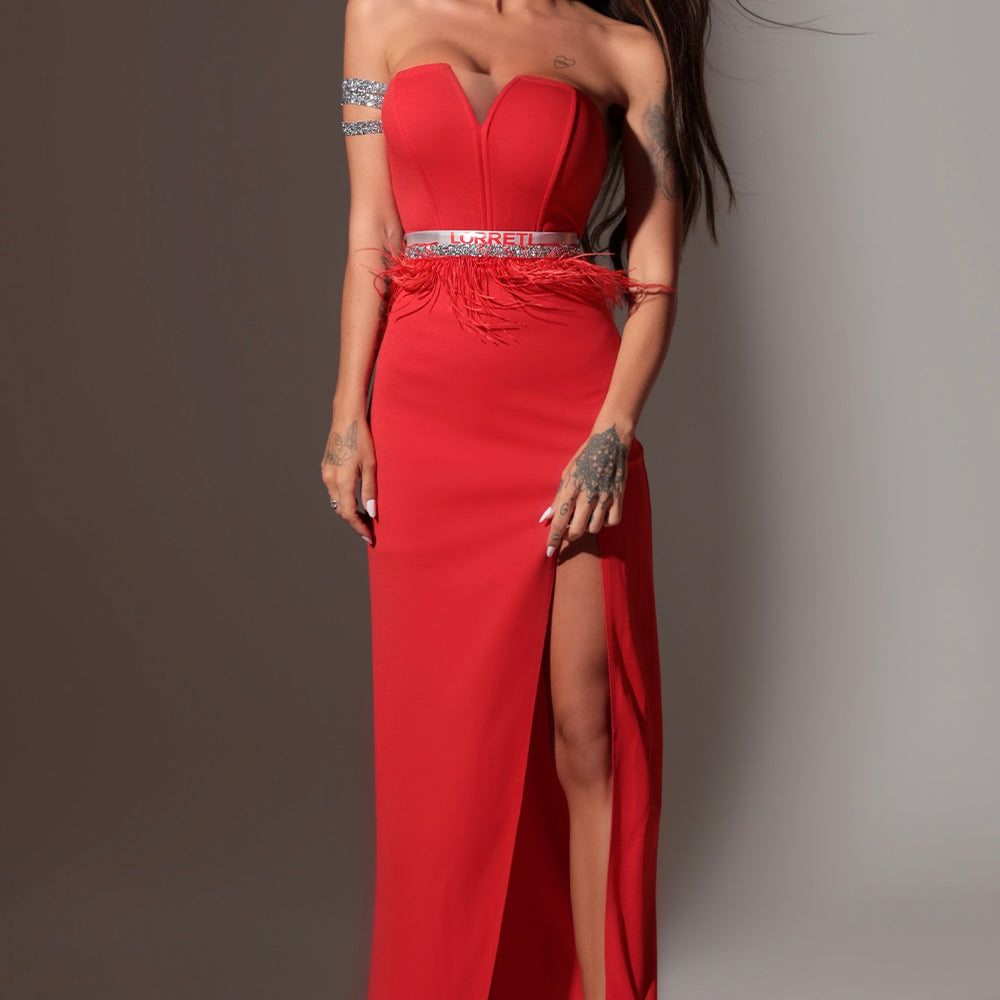 MAXI DRESS VICTORIA TRICOT RED