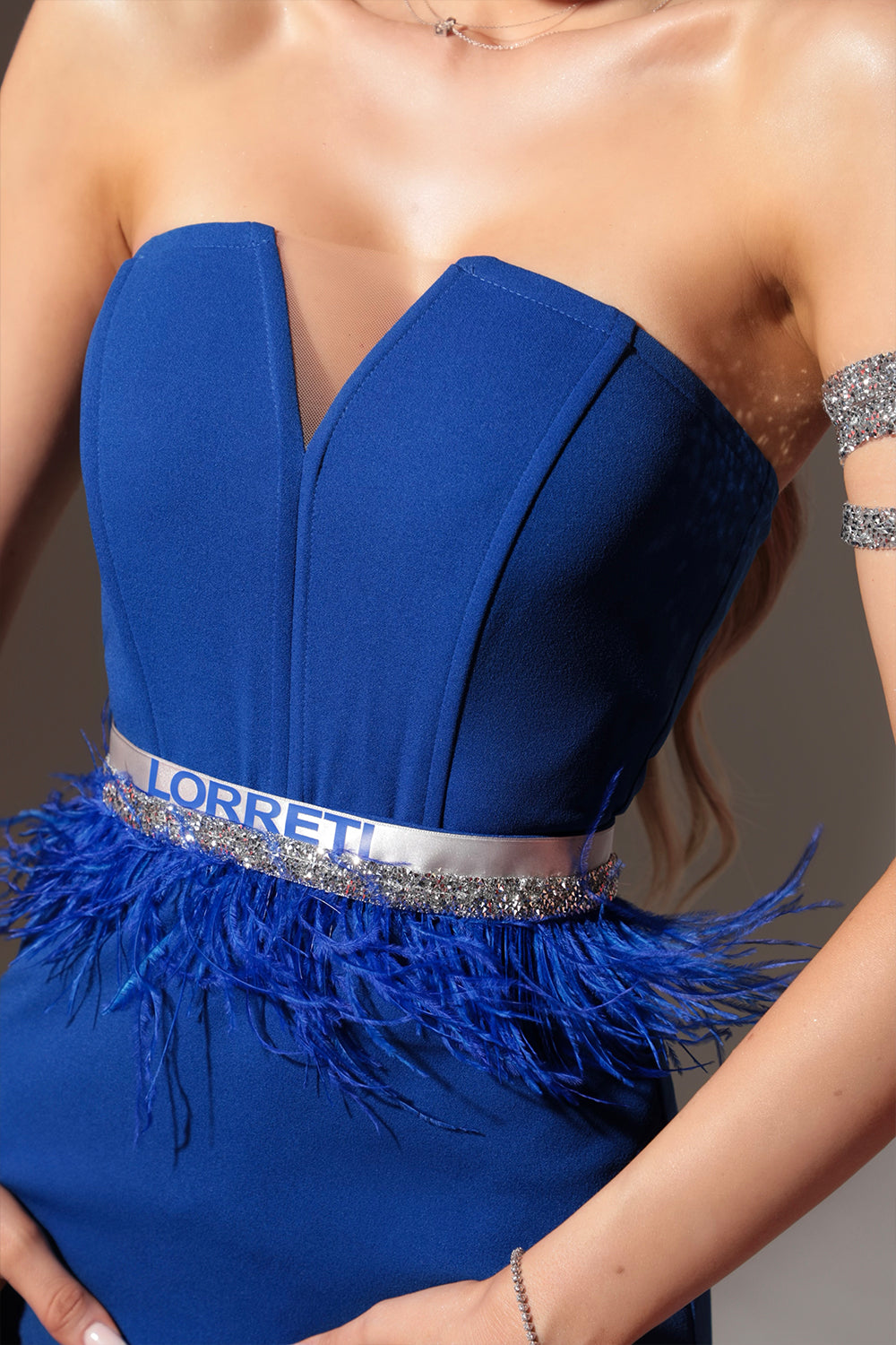 BELT MARABU 10A FEATHERS RHINESTONE COBALT BLUE