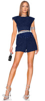МINI SET TOP CON PANTALONI CHLOEY JERSEY LAMÉ BLU SCURO