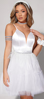 MINI SKIRT AND CROP TOP SET ADRY SATIN TULLE WHITE