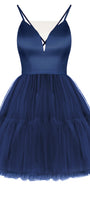 MINI SKIRT AND CROP TOP SET ADRY SATIN TULLE DARK BLUE