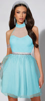 MINI DRESS NAOMI TRICOT TULLE MINT