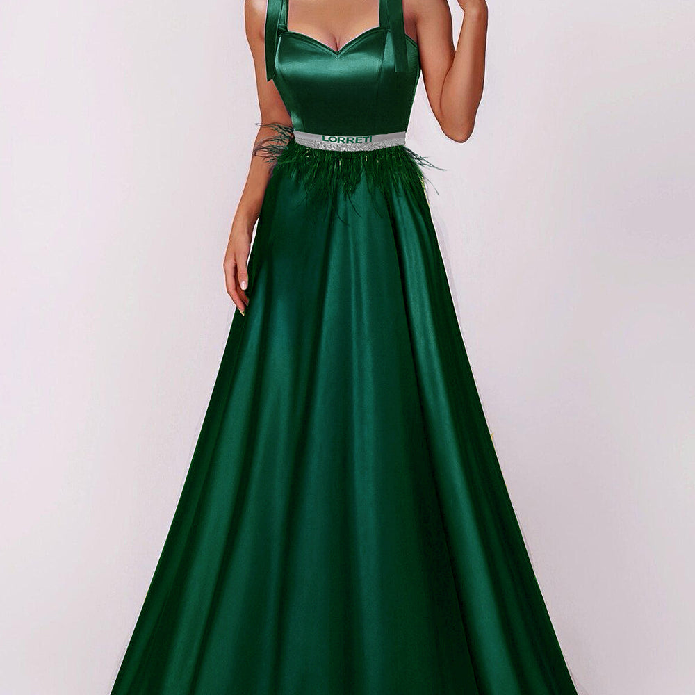 MAXI CONJUNTO MARILYN 2 PIEZAS TOP CON FALDA SATÍN VERDE OSCURO