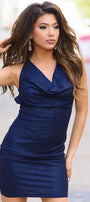 MINI DRESS LAME DARK BLUE