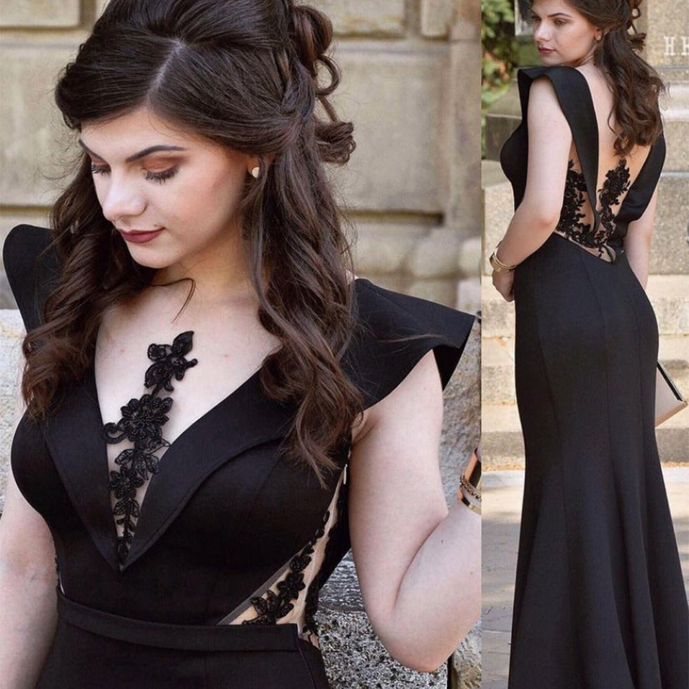 MAXI ROCHIE DANTELA TRICOT NEAGRA