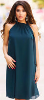 MINI DRESS CHIFFON DARK GREEN
