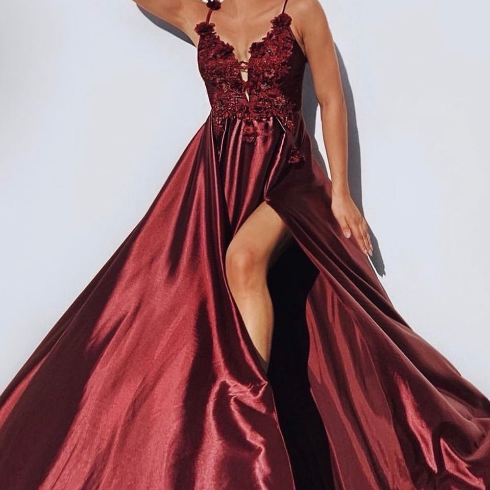 MAXI SET TOP CU FUSTA JASMINE SATIN DANTELA VISINIU