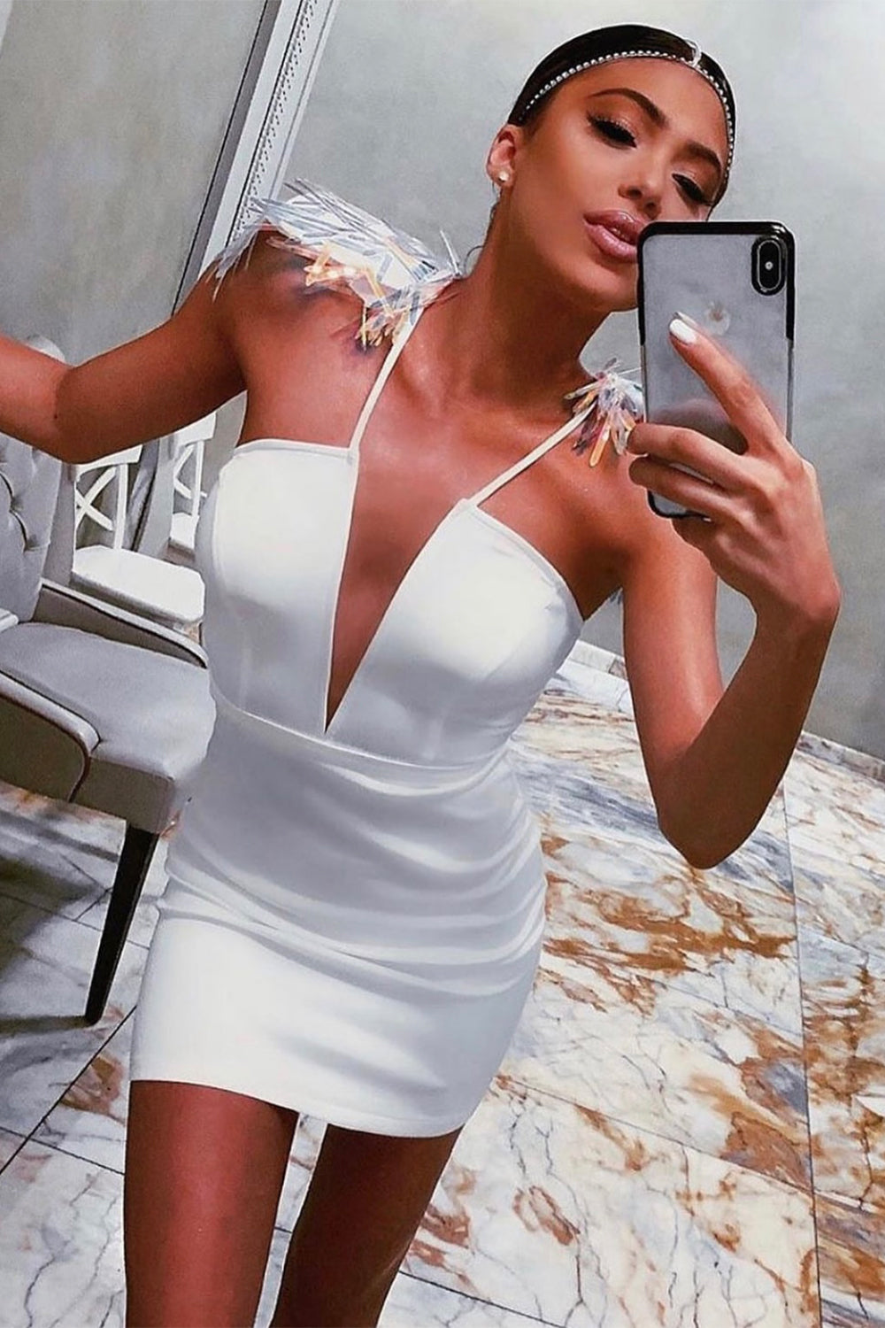 MAXI 3 PIECE DRESS SUSAN TRICOT SEQUIN WHITE