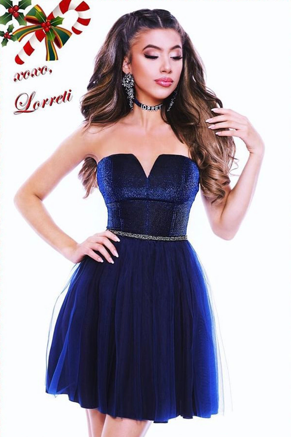 MINI DRESS GLITTER TRICOT TULLE DARK BLUE – Lorreti