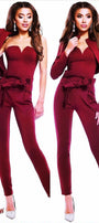 MAXI BLAZER AND PANTS SET 3 PARTS TRICOT BURGUNDY