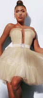 MINI SKIRT AND CROP TOP SET ANNALISE TULLE VANILLA