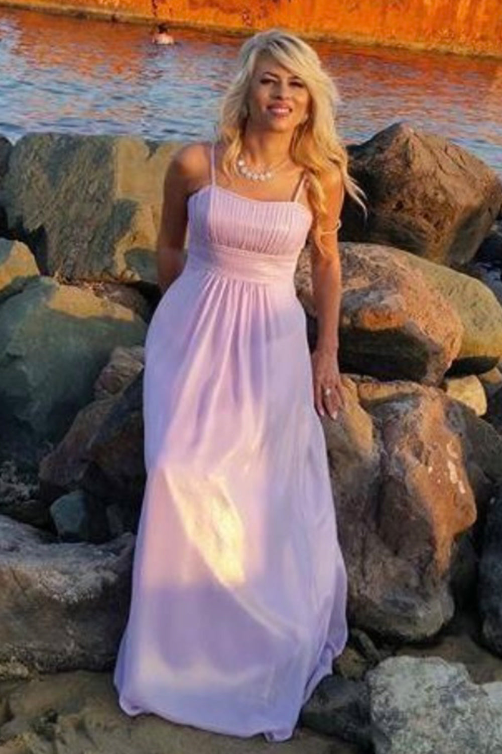 MAXI DRESS SATIN POWDER PINK – Lorreti - Main Image