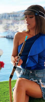 MINI TOP CROP TRICOT ALBASTRU INCHIS
