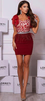 MINI DRESS WESLEY LACE TRICOT BURGUNDY