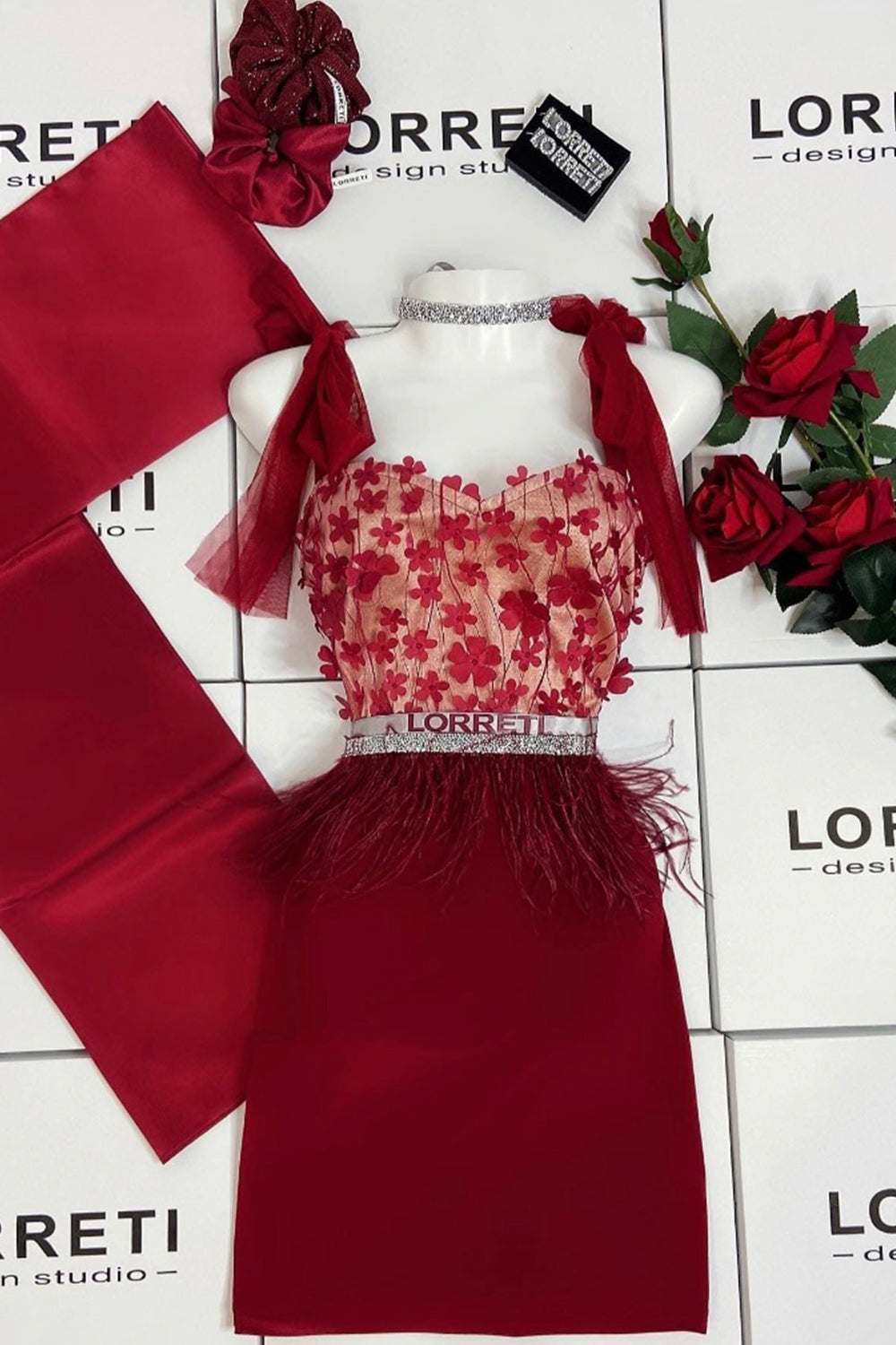 MINI DRESS WESLEY LACE TRICOT BURGUNDY