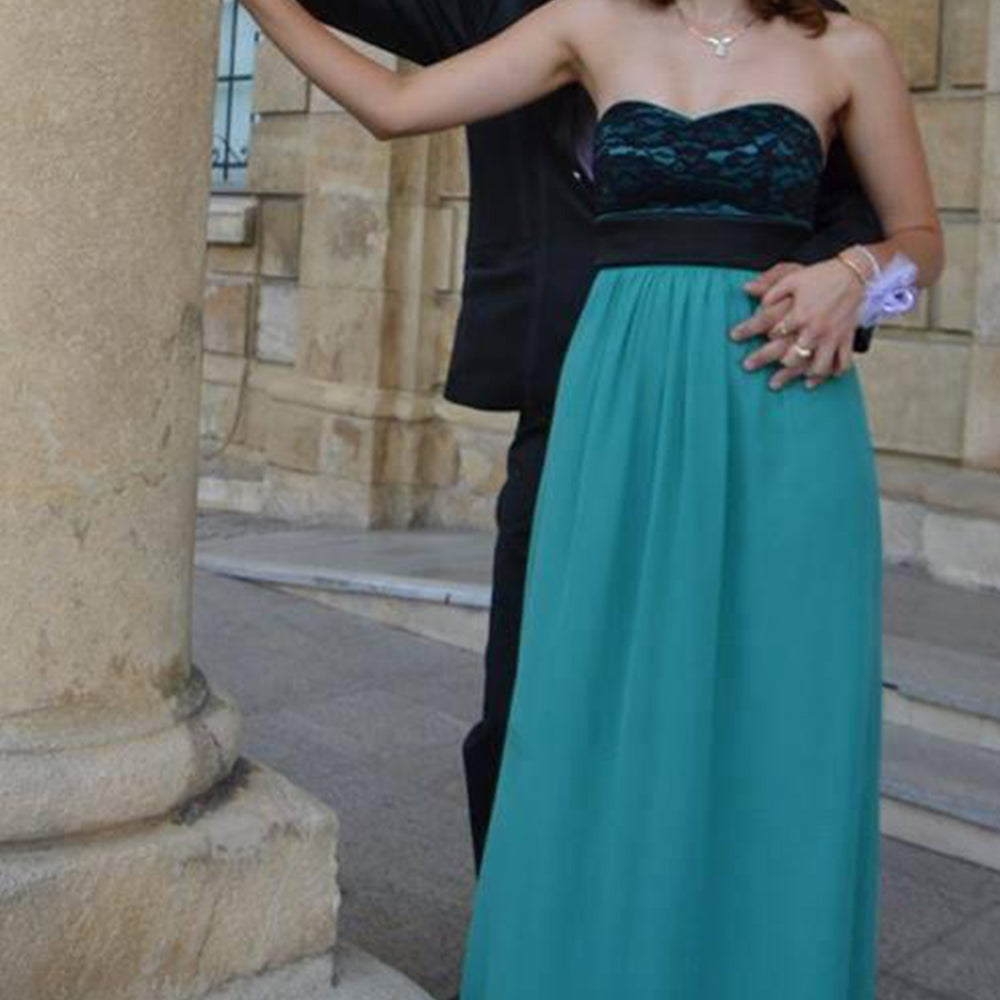 MAXI ROCHIE DANTELA ȘIFON MENTA ȘI NEAGRA