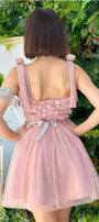 MINI DRESS MARY LACE TULLE POWDER PINK
